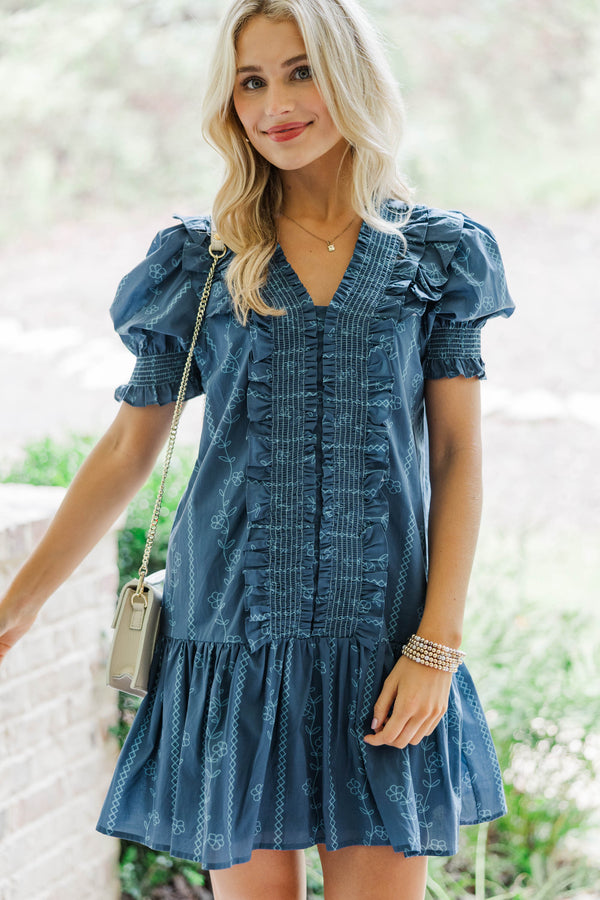 Until I Found You Blue Floral Dress