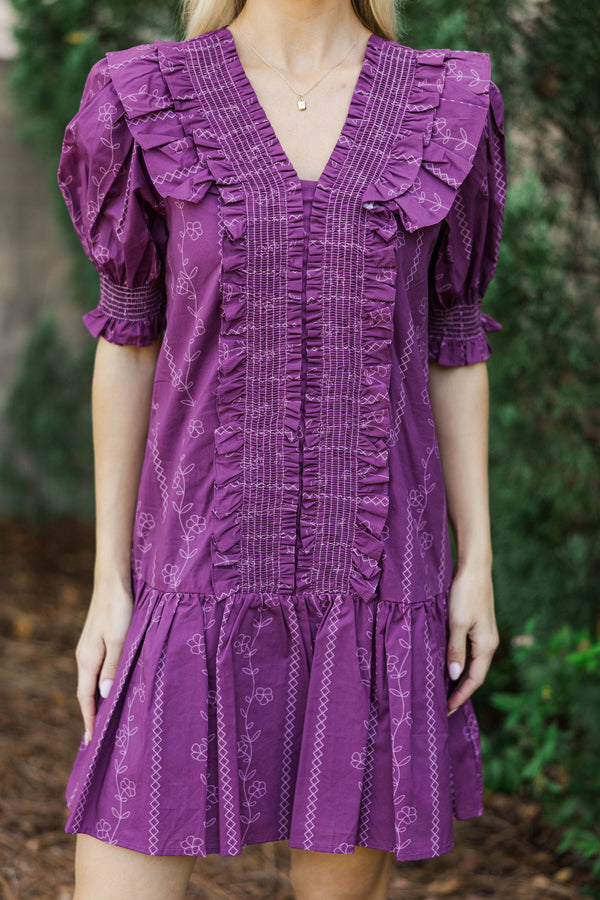 Until I Found You Plum Floral Dress