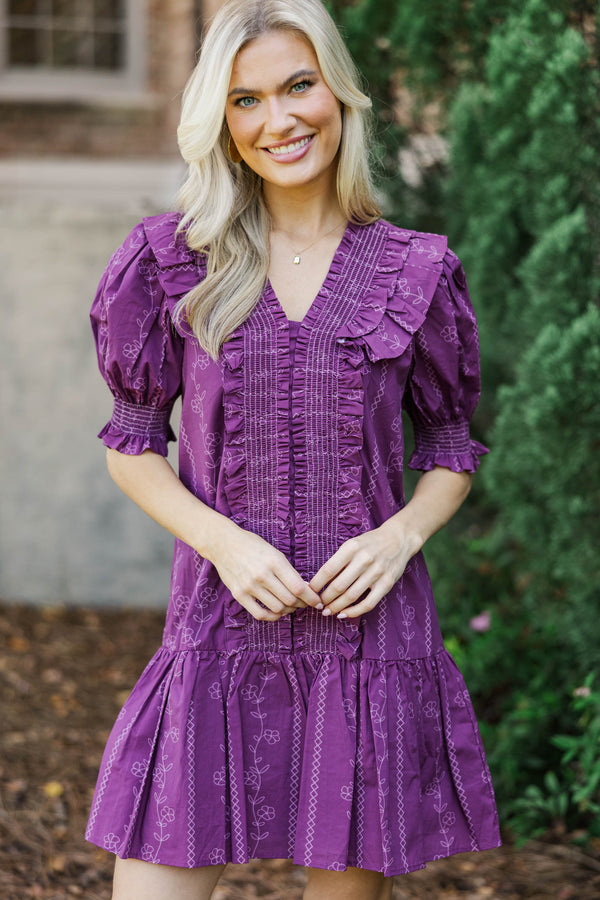 Until I Found You Plum Floral Dress