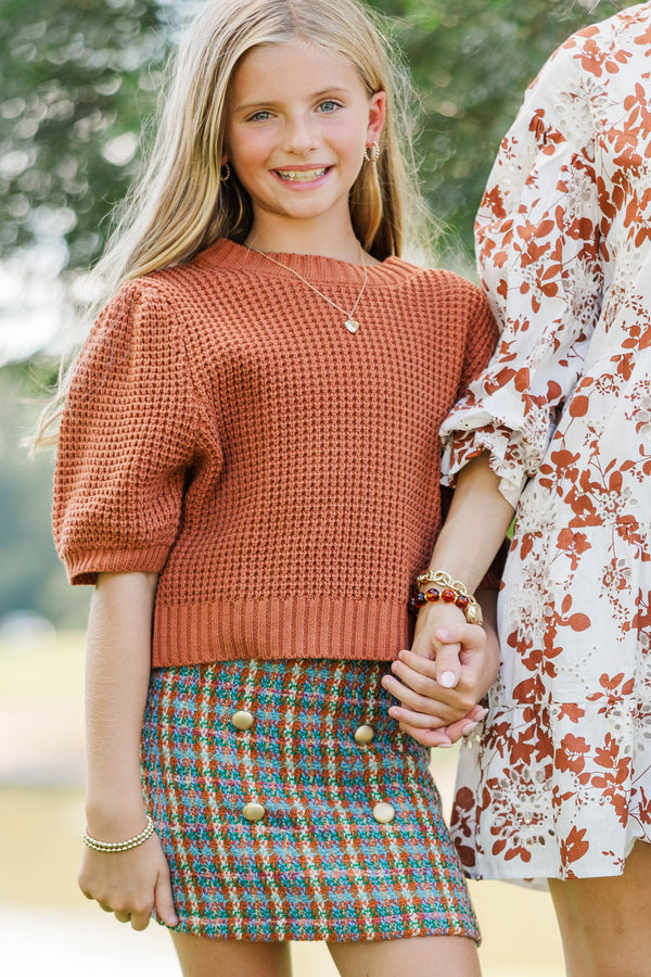 Girls: Best Of You Rust Short Sleeve Sweater