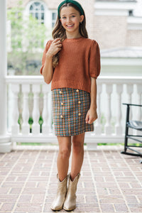 Girls: What A Classic Teal Tweed Skort