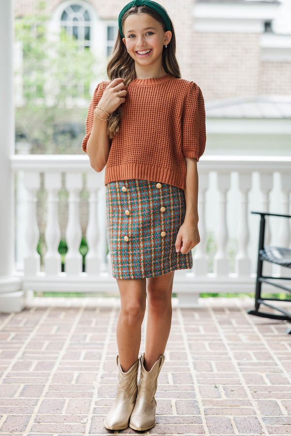 Girls: What A Classic Teal Tweed Skort
