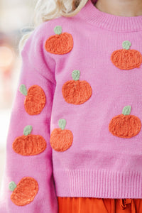 Girls: Feeling Just Fine Pink Pumpkin Sweater