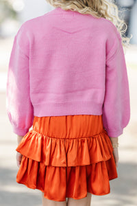 Girls: Feeling Just Fine Pink Pumpkin Sweater