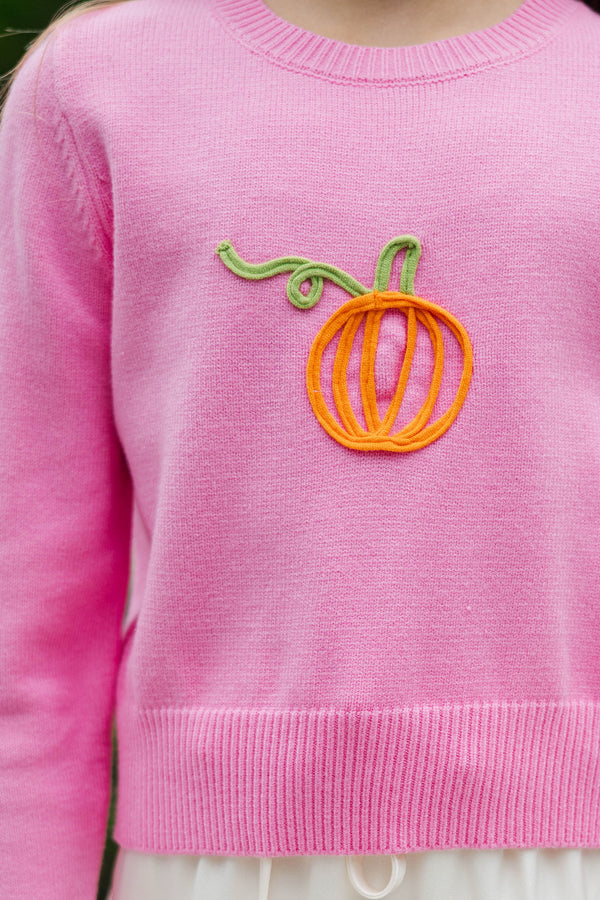 Girls: Woodland Walks Pink Pumpkin Sweater