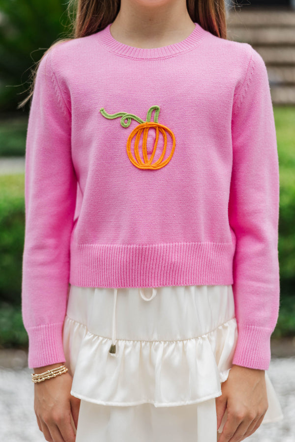 Girls: Woodland Walks Pink Pumpkin Sweater