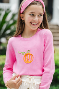 Girls: Woodland Walks Pink Pumpkin Sweater