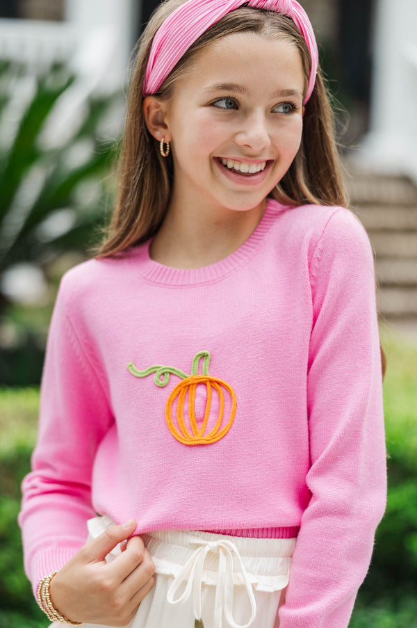 Girls: Woodland Walks Pink Pumpkin Sweater