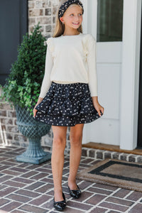 Girls: In My Best Cream Ruffle Sweater