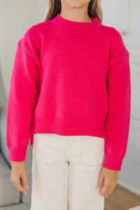Girls: What A Feeling Fuchsia Side Tie Sweater