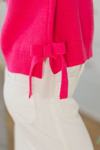 Girls: What A Feeling Fuchsia Side Tie Sweater