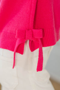 Girls: What A Feeling Fuchsia Side Tie Sweater