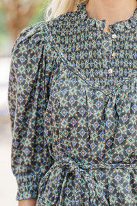 A Smiles Kind Of Day Black Medallion Dress