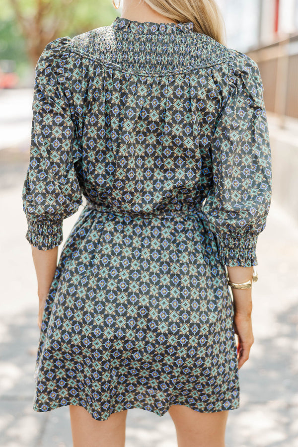A Smiles Kind Of Day Black Medallion Dress
