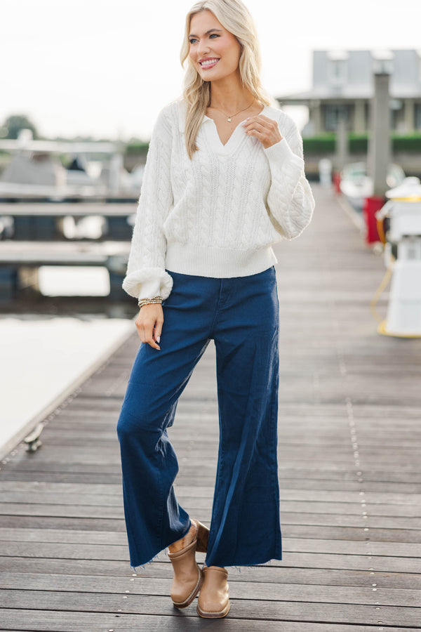 Been There White Cable Knit Sweater