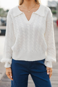 Been There White Cable Knit Sweater