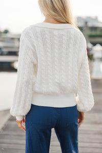 Been There White Cable Knit Sweater