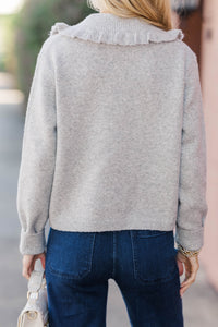 With You My Darling Gray Ruffle Collar Cardigan