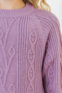 Girls: Cozy Afternoons Lavender Pleated Sweater Dress
