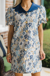 The Beauty In Me Navy Brocade Dress