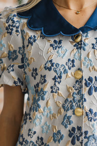 The Beauty In Me Navy Brocade Dress