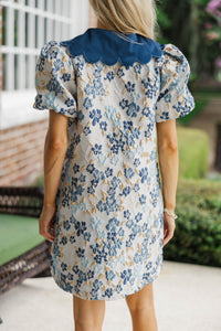 The Beauty In Me Navy Brocade Dress