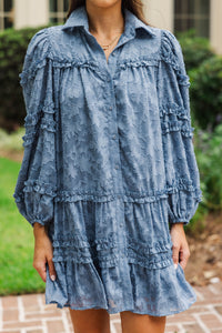 Beautifully Stated Teal Textured Ruffle Dress