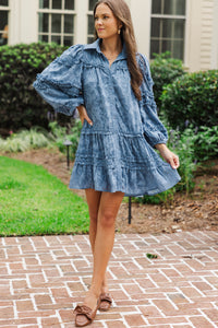 Beautifully Stated Teal Textured Ruffle Dress