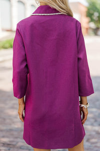 The Kindness Plum Purple Pearl Embellished Button Down Dress