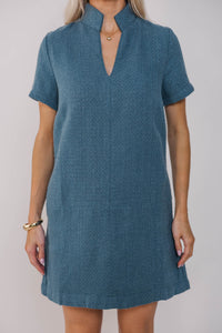 The Latest Teal Tweed Dress