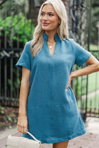 The Latest Teal Tweed Dress