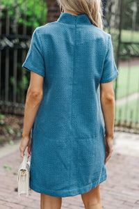 The Latest Teal Tweed Dress