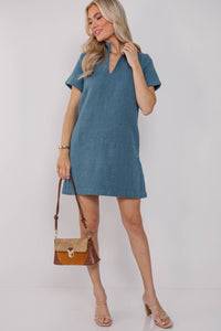 The Latest Teal Tweed Dress