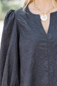 At A Glance Black Textured Dress