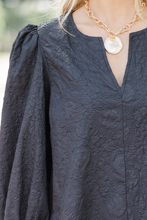 At A Glance Black Textured Dress