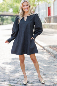 At A Glance Black Textured Dress