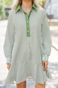 This Is The Day Olive Striped Dress