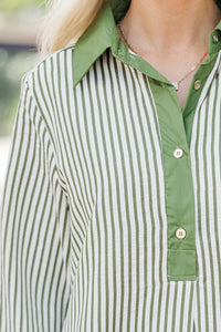 This Is The Day Olive Striped Dress