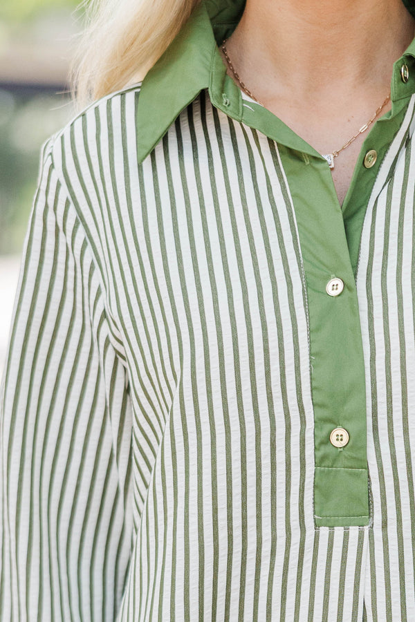 This Is The Day Olive Striped Dress