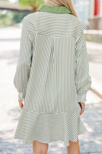 This Is The Day Olive Striped Dress