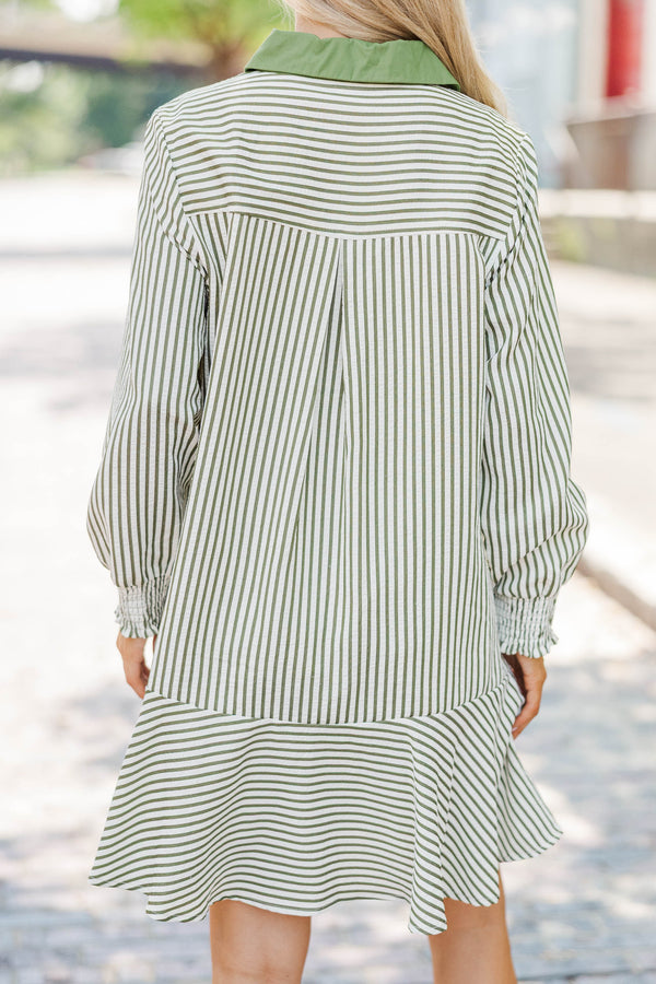This Is The Day Olive Striped Dress