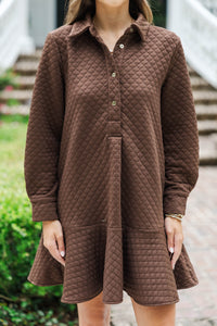 This Is The Day Brown Textured Dress