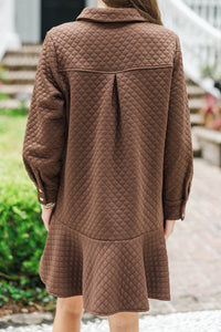This Is The Day Brown Textured Dress