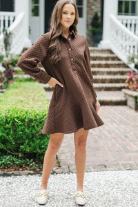 This Is The Day Brown Textured Dress