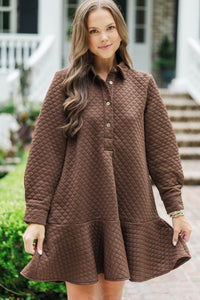 This Is The Day Brown Textured Dress