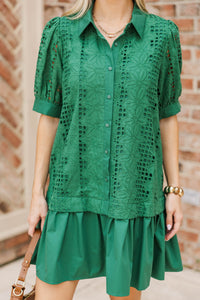 Whispering Lace Emerald Drop Waist Dress