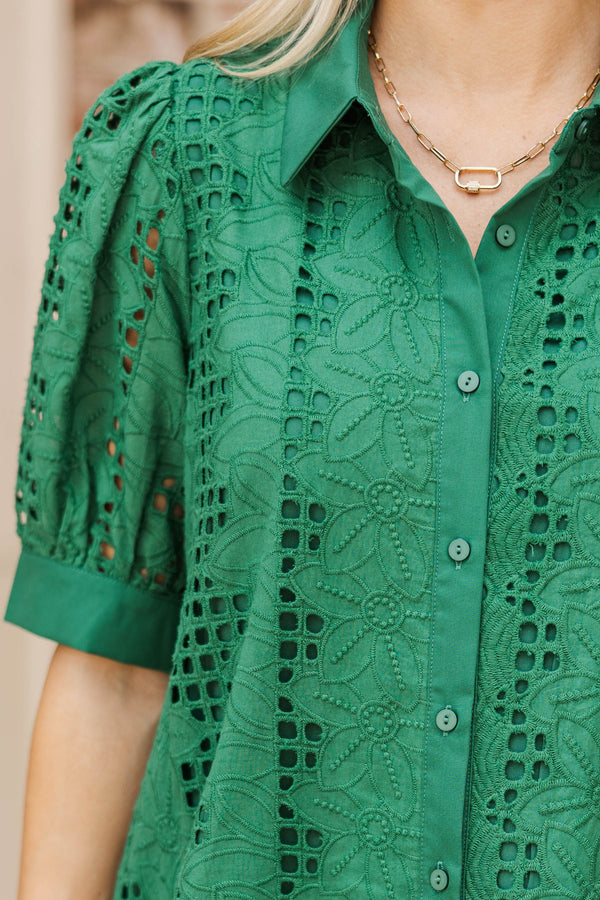 Whispering Lace Emerald Drop Waist Dress