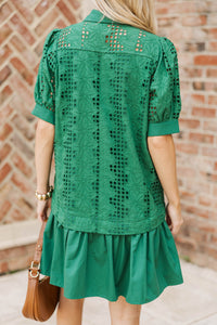 Whispering Lace Emerald Drop Waist Dress