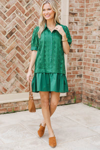 Whispering Lace Emerald Drop Waist Dress