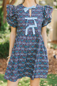 It's In The Wind Navy Medallion Floral Dress